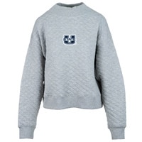 Women's u-state patch quilted gray mockneck crew sweatshirt